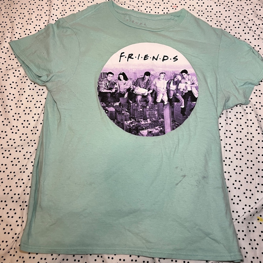 Light green friends show shirt.